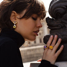 Carregar imagem no visualizador da galeria, Brinco Escama Ametista e Citrino